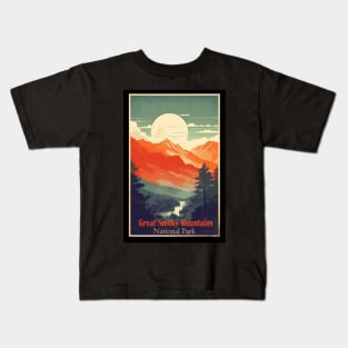 Great Smoky Mountains national park vintage travel poster Kids T-Shirt